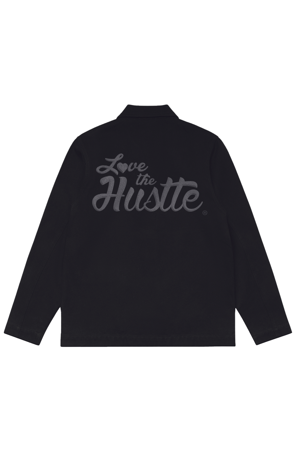 Love The Hustle White Embroidered Logo Canvas Chore Jacket
