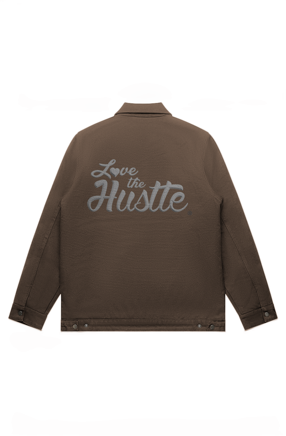 Love The Hustle White Embroidered Logo Canvas Heavy Jacket