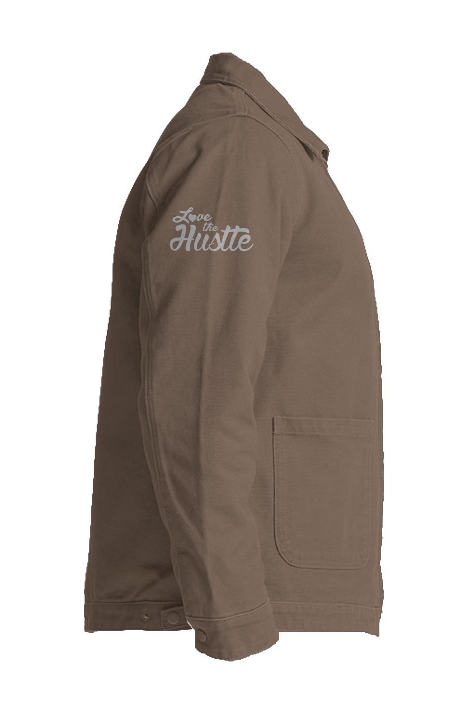 Love The Hustle White Embroidered Logo Canvas Heavy Jacket