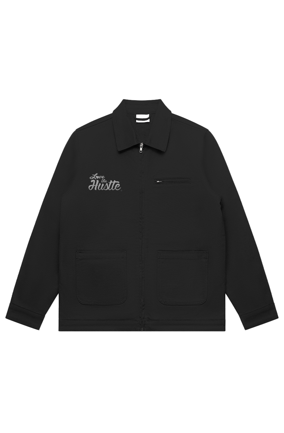 Love The Hustle White Embroidered Logo Canvas Heavy Jacket