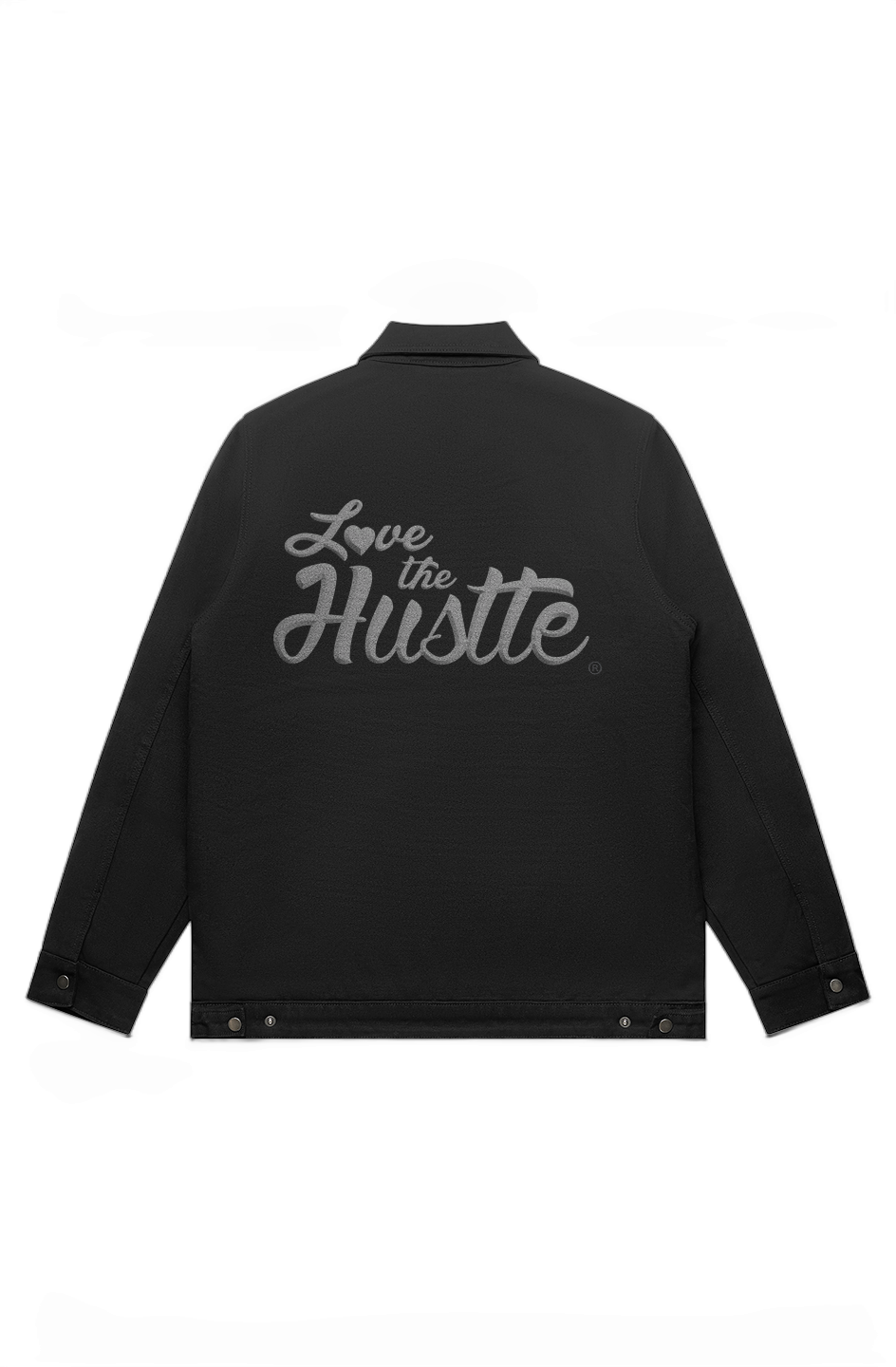 Love The Hustle White Embroidered Logo Canvas Heavy Jacket