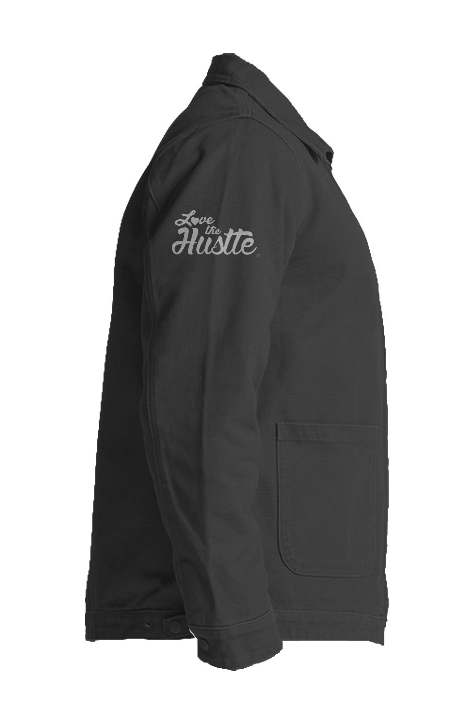 Love The Hustle White Embroidered Logo Canvas Heavy Jacket
