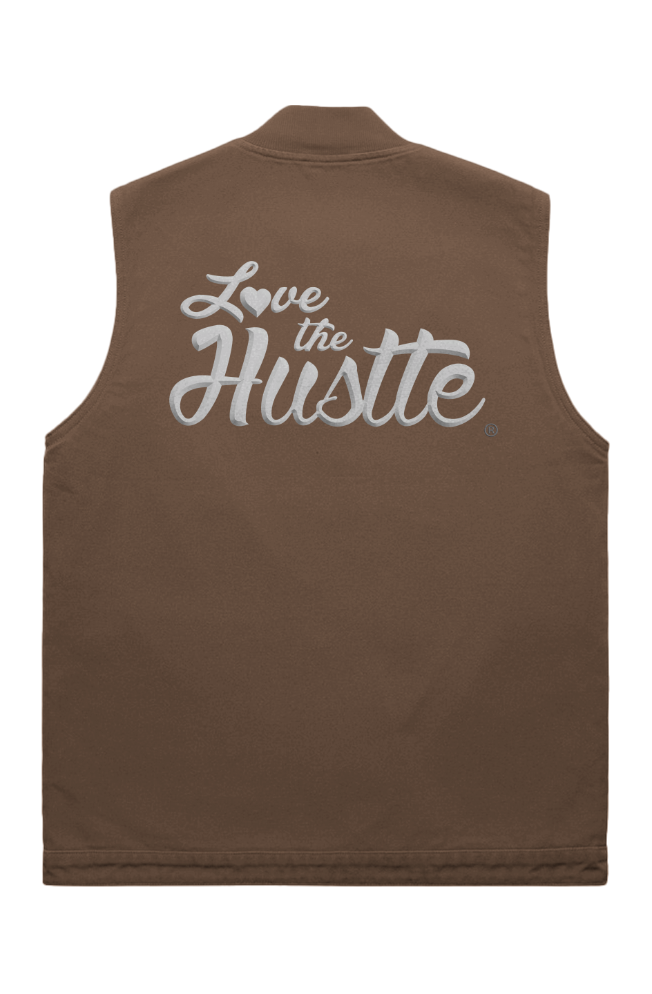 Love The Hustle White Embroidered Logo Canvas Heavy Vest