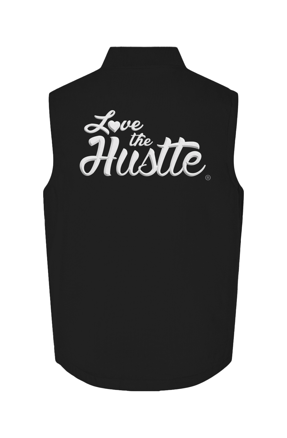 Love The Hustle White Embroidered Logo Insulated Canvas Workwear Vest