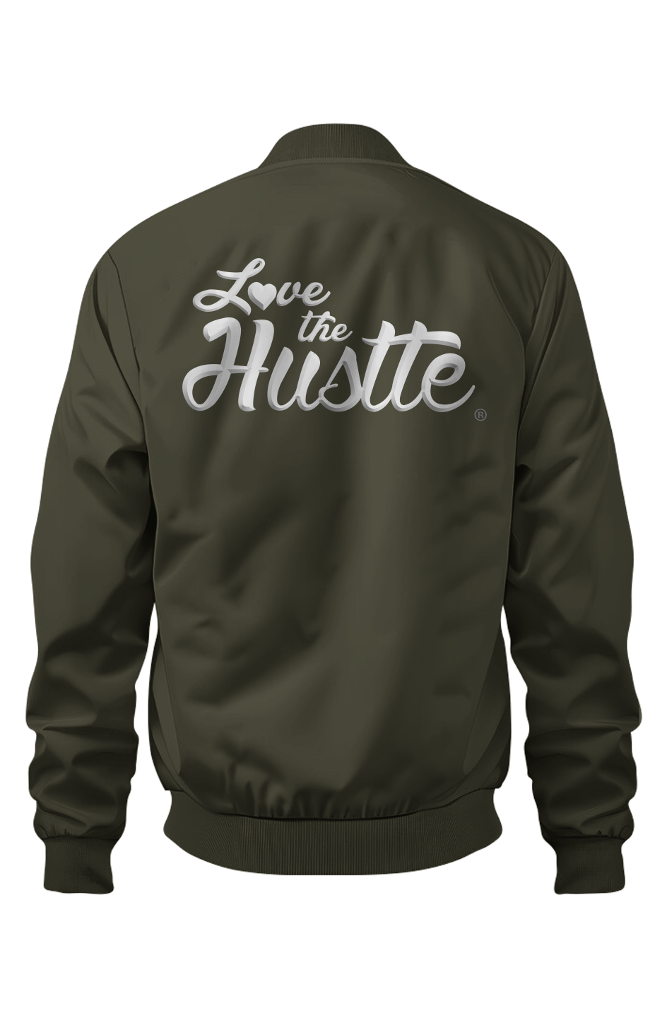 Love The Hustle White Embroidered Logo Uni Bomber Jacket
