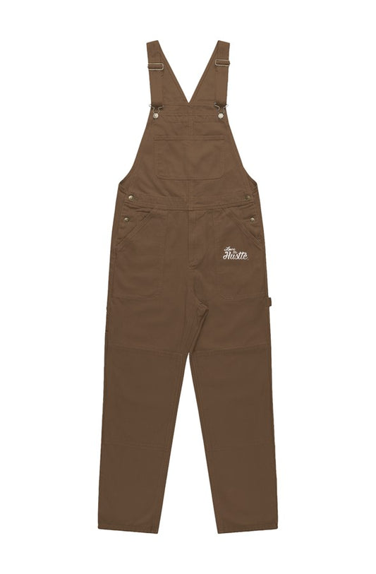 Love The Hustle 174 White Canvas Overalls