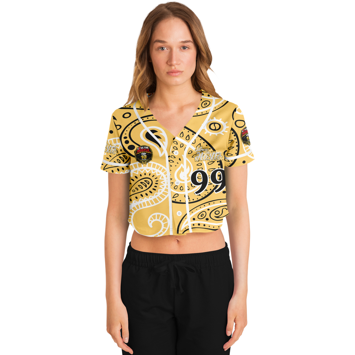Love The Hustle® Cropped Baseball Jersey - Yellow Squad