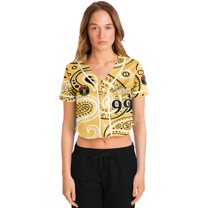 Love The Hustle® Cropped Baseball Jersey - Yellow Squad