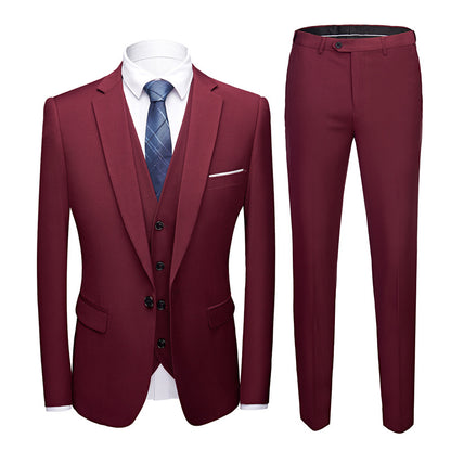 Men’s Business Suit Set – Long Sleeve Button-Up & Skinny Fit Trousers