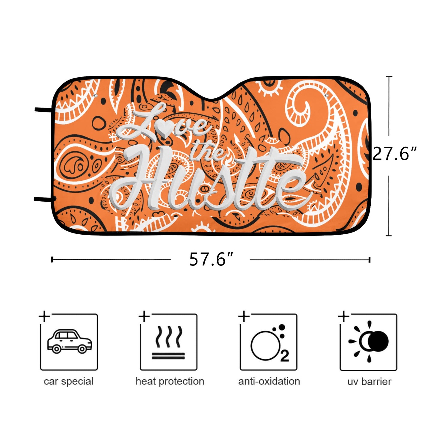 Love The Hustle Auto Sun Shade 57.6" x 27.6"（145cm x 70cm ）