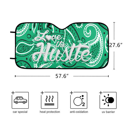 Love The Hustle Auto Sun Shade 57.6" x 27.6"（145cm x 70cm ）