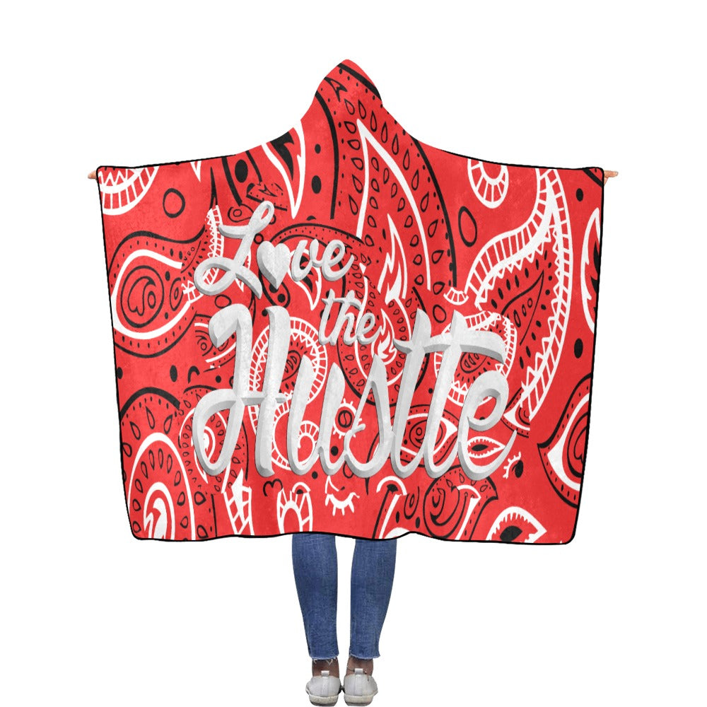Love The Hustle Flannel Hooded Blanket 60"x80"