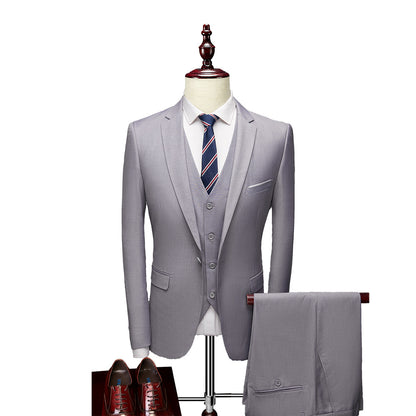 Men’s Business Suit Set – Long Sleeve Button-Up & Skinny Fit Trousers
