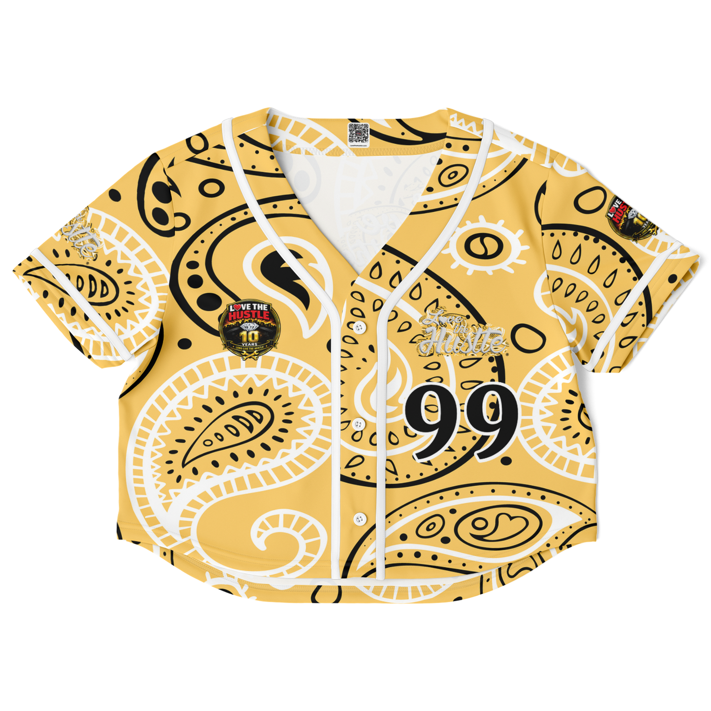Love The Hustle® Cropped Baseball Jersey - Yellow Squad