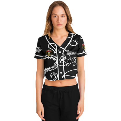 Love The Hustle® Cropped Baseball Jersey - Black Squad
