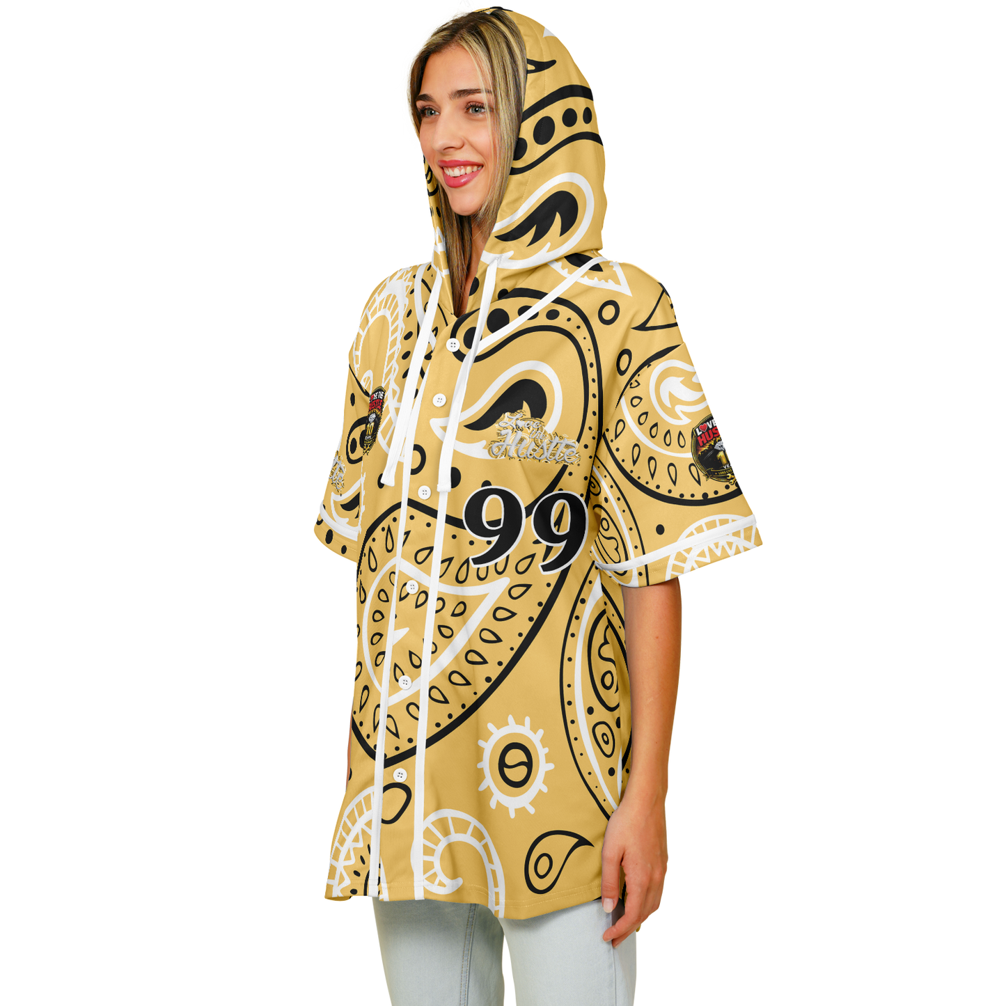 Love The Hustle® Hooded Baseball Jersey - Yellow Squad