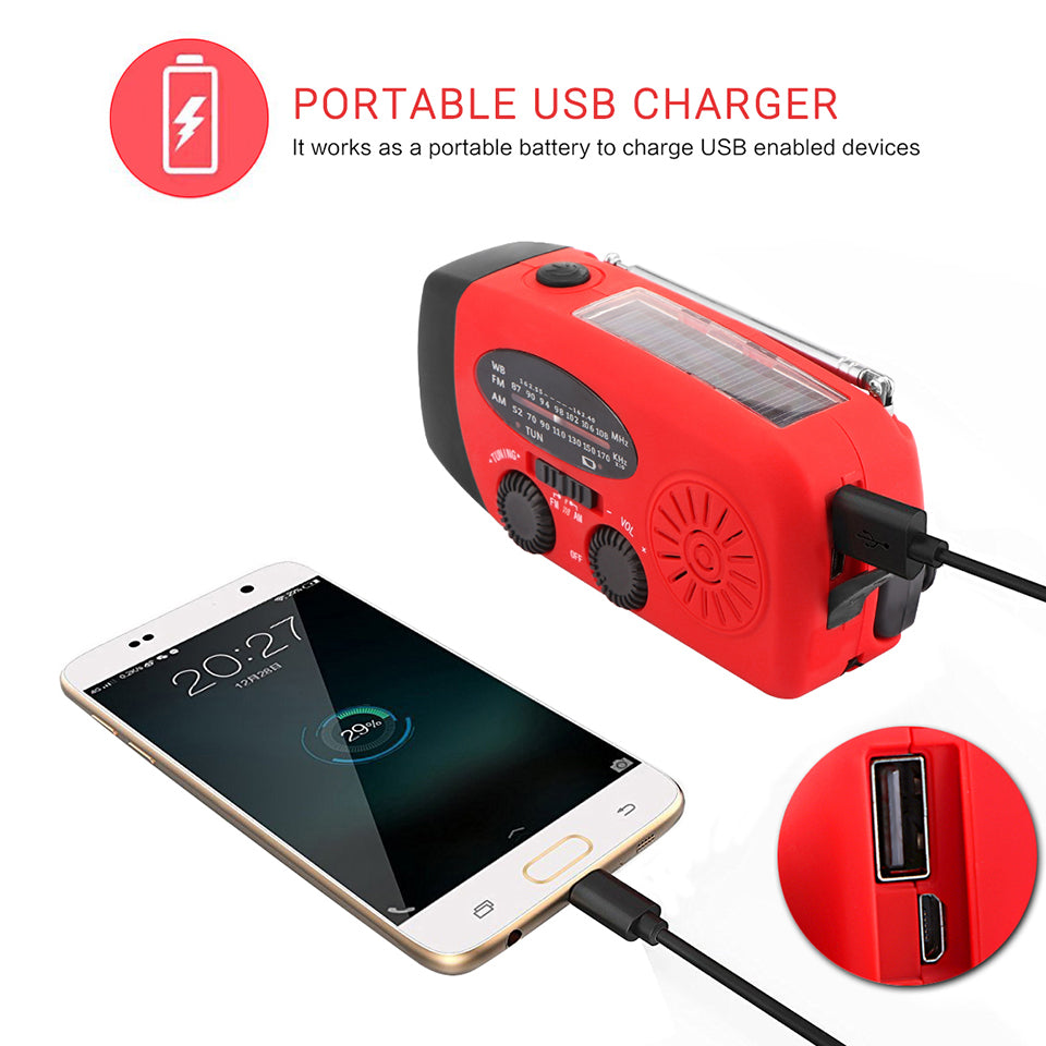 Portable Solar Radio – Hand Crank Self-Powered Emergency Survival