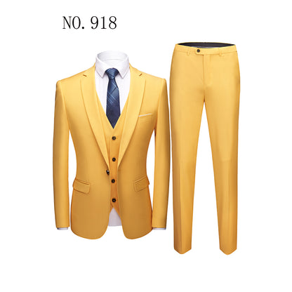 Men’s Business Suit Set – Long Sleeve Button-Up & Skinny Fit Trousers