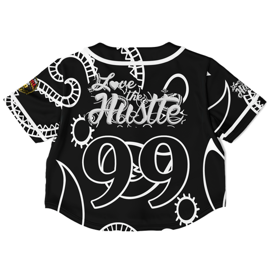 Love The Hustle® Cropped Baseball Jersey - Black Squad