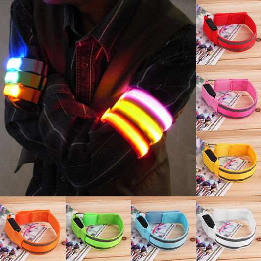 New Arm Warmer Belt Bike LED Armband LED Safety Sports Reflective Belt Strap Snap Wrap Arm Band Armband Hot