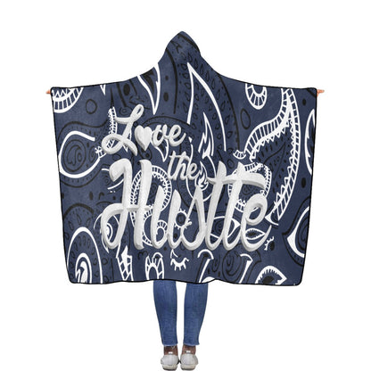 Love The Hustle Flannel Hooded Blanket 60"x80"