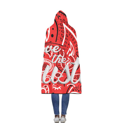 Love The Hustle Flannel Hooded Blanket 60"x80"