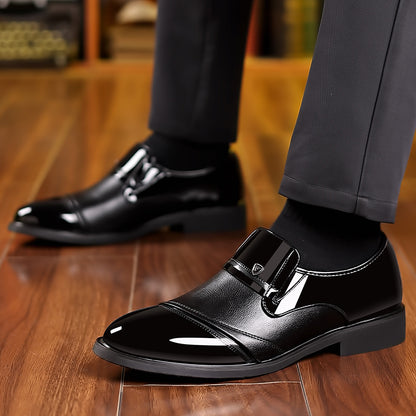 Chaussures de ville haut de gamme en cuir brillant, ensemble rehaussant, chaussures de costume pour homme