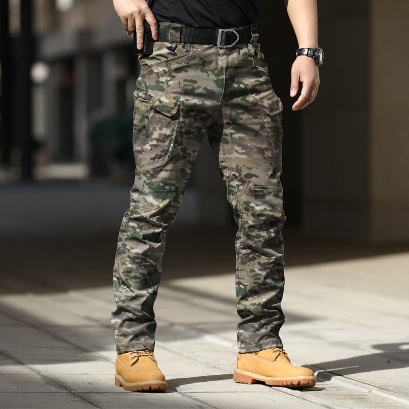 Pantalones tácticos de camuflaje para entrenamiento, pantalones elásticos de trabajo para exteriores en primavera y otoño, pantalones de asalto holgados de tela suave