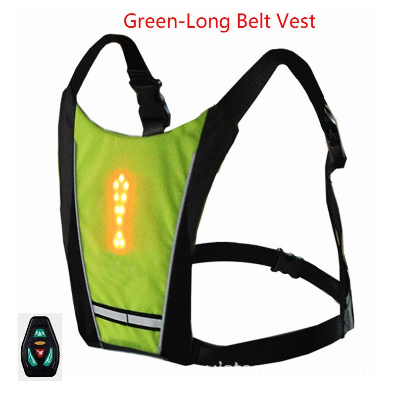 Cycling LED Signal Vest Bike Safety Wireless Turn Signal Light Riding Running Lighting Vest Safety Reflective Warning Vests
