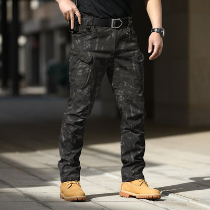 Pantalones tácticos de camuflaje para entrenamiento, pantalones elásticos de trabajo para exteriores en primavera y otoño, pantalones de asalto holgados de tela suave