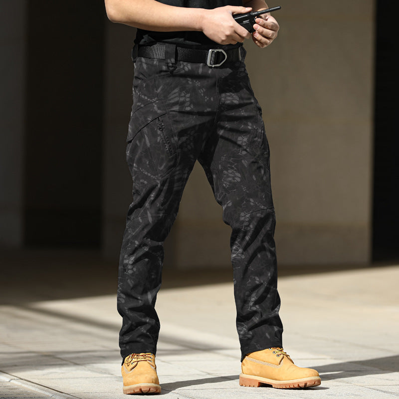 Pantalones tácticos de camuflaje para entrenamiento, pantalones elásticos de trabajo para exteriores en primavera y otoño, pantalones de asalto holgados de tela suave