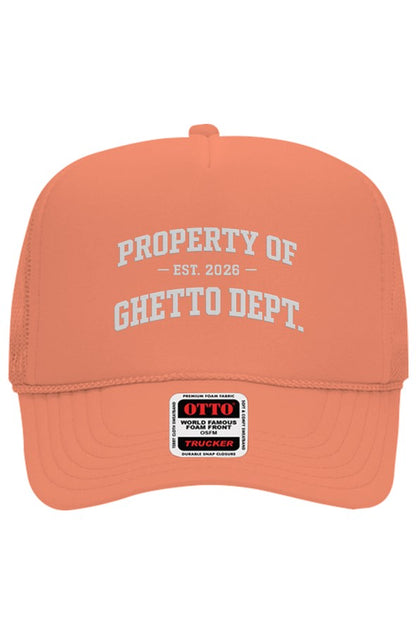 Ghetto Dept. Property Of 5 Panel Trucker Hat