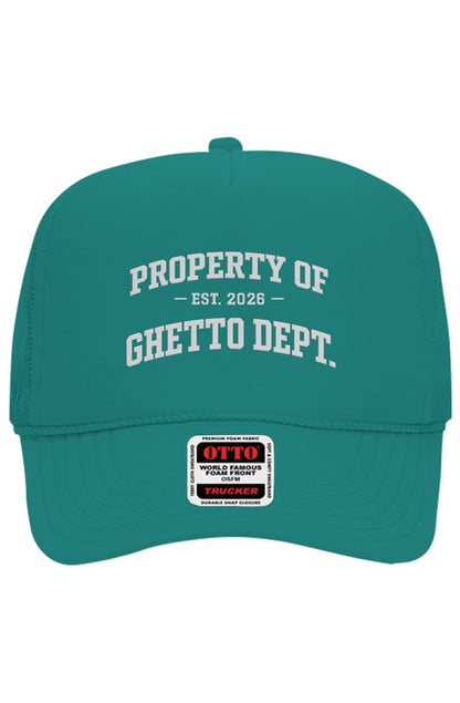 Ghetto Dept. Property Of 5 Panel Trucker Hat