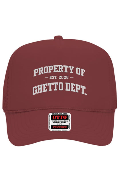 Ghetto Dept. Property Of 5 Panel Trucker Hat