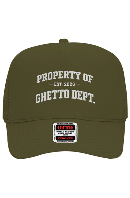 Ghetto Dept. Property Of 5 Panel Trucker Hat