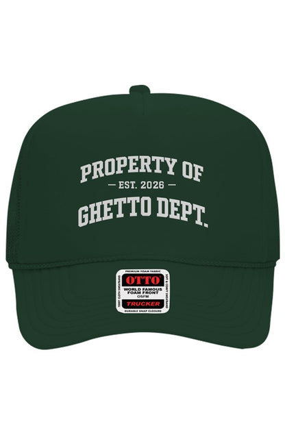 Ghetto Dept. Property Of 5 Panel Trucker Hat