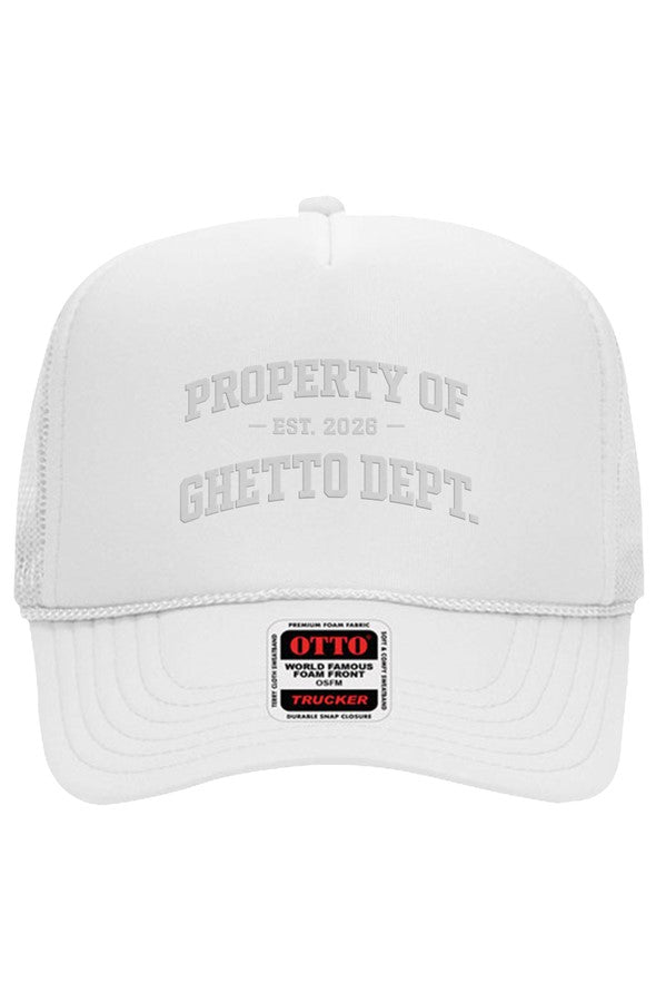Ghetto Dept. Property Of 5 Panel Trucker Hat