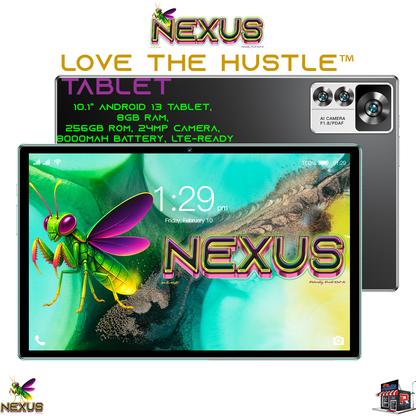 Nexus™ Quantum Firefly™ — 10.1" Android 13 Tablet, 8GB RAM, 256GB ROM, 24MP Camera, 8000mAh Battery, LTE-Ready