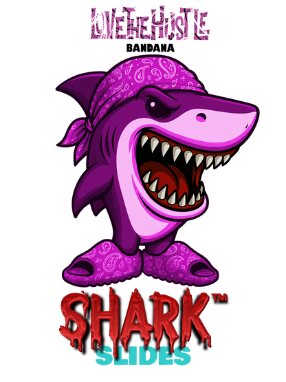 Love The Hustle™ Shark™ Slides - Bandana Edition - Hot Pink Tops