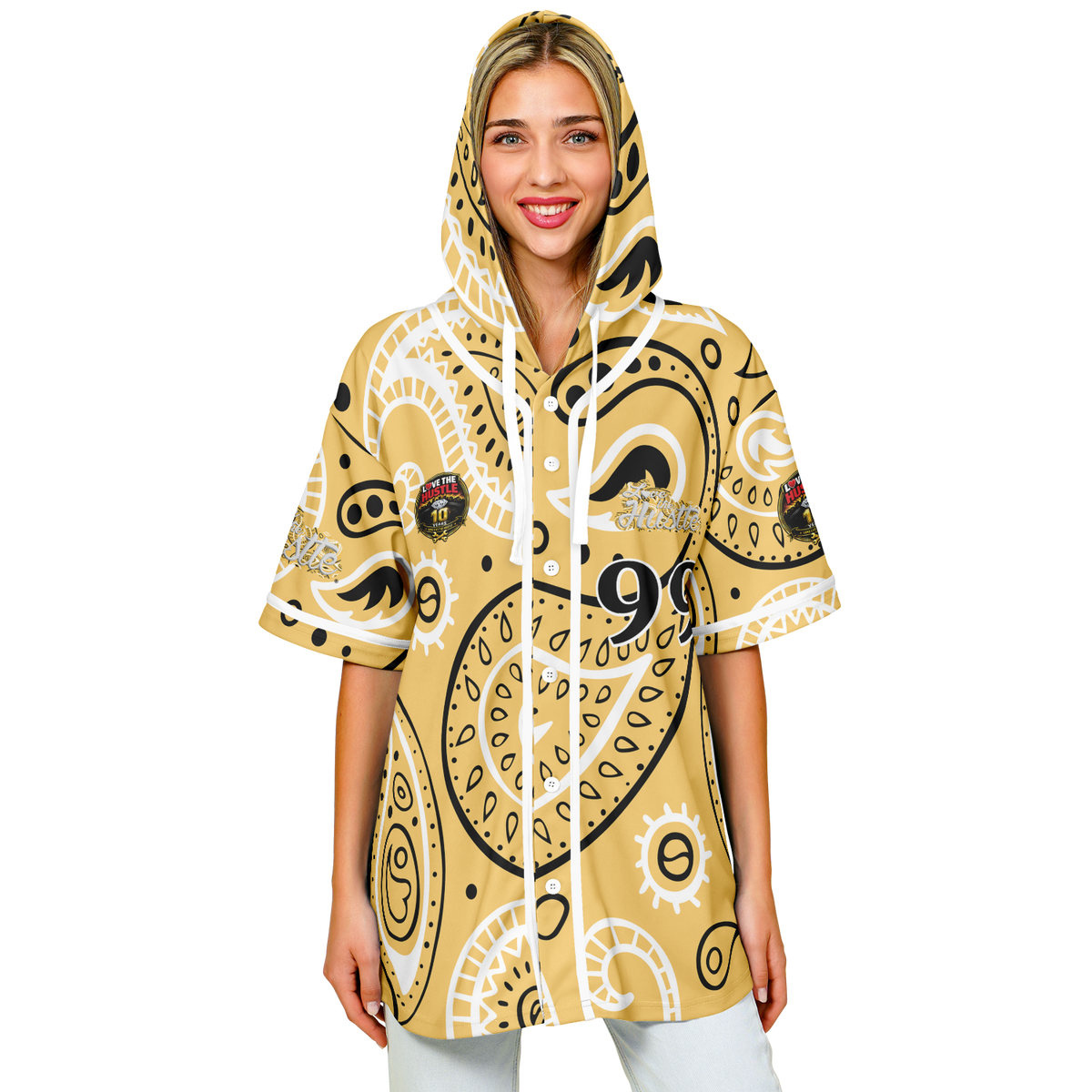 Love The Hustle® Hooded Baseball Jersey - Yellow Squad