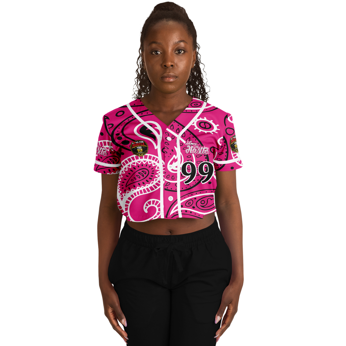 Love The Hustle® Cropped Baseball Jersey - Pink Squad
