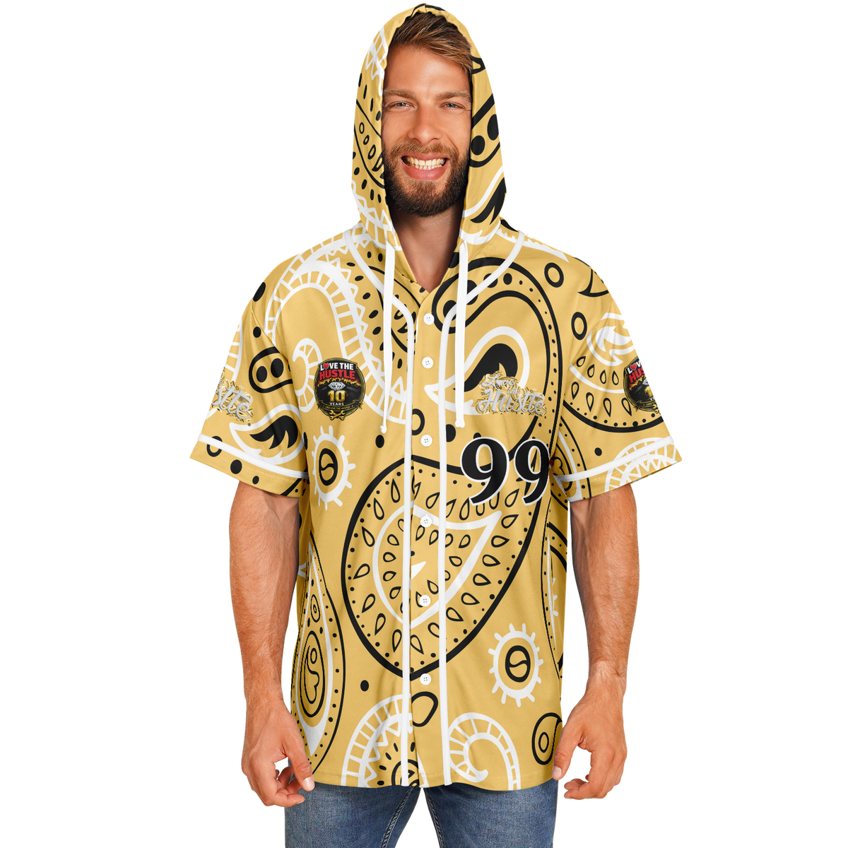 Love The Hustle® Hooded Baseball Jersey - Yellow Squad