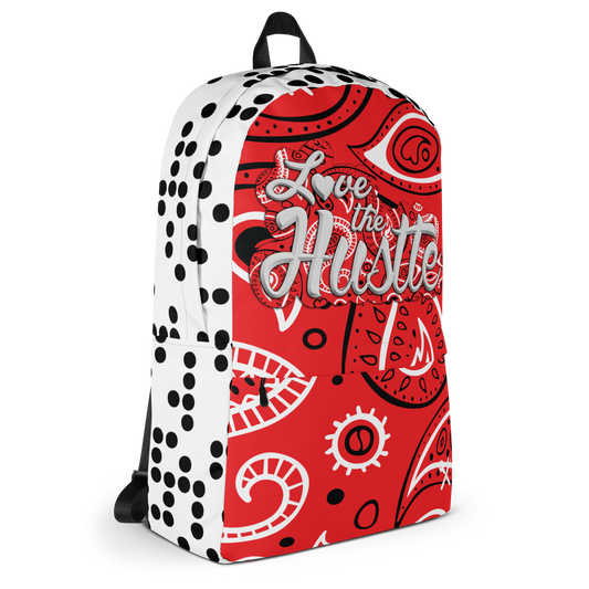Mochila bandana Love The Hustle, parte superior roja