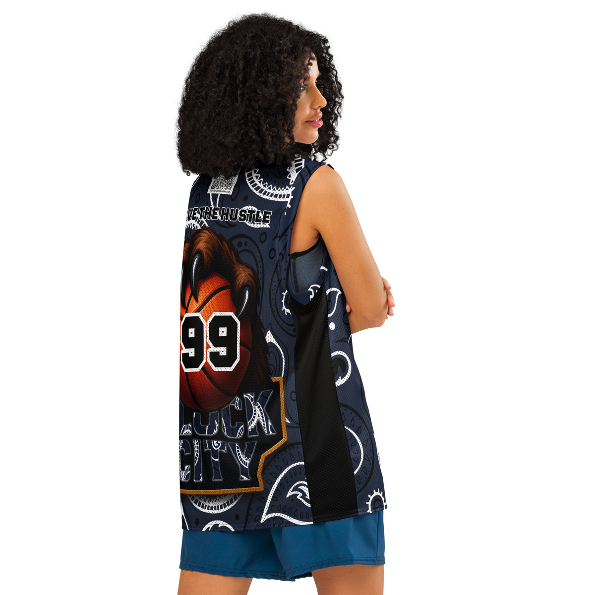Love The Hustle® League Personalized Uni Premium Basketball Jersey Navy Squad
