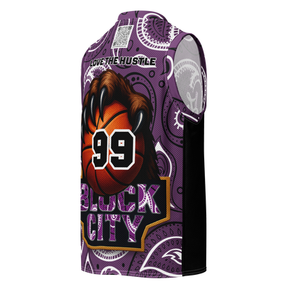 Love The Hustle® League Personalized Uni Premium Basketball Jersey Purple Squad