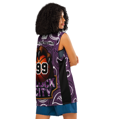 Love The Hustle® League Personalized Uni Premium Basketball Jersey Purple Squad