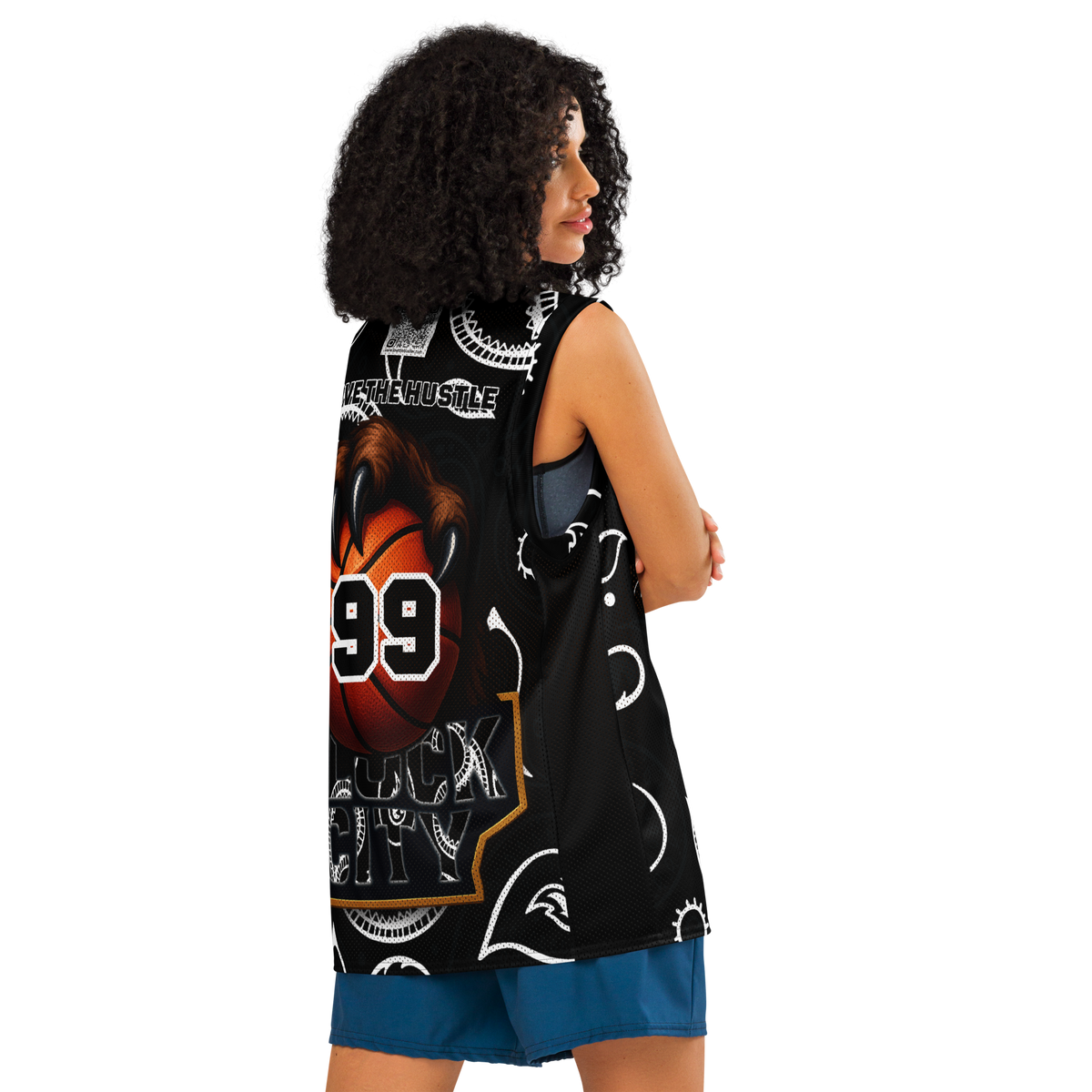 Love The Hustle® League Personalized Uni Premium Basketball Jersey Black Squad