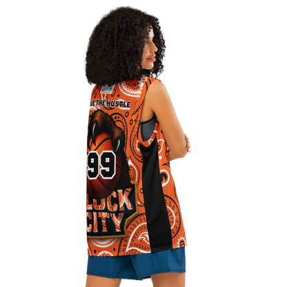 Love The Hustle® League Personalized Uni Premium Basketball Jersey Orange Squad