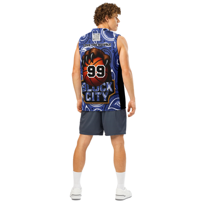 Love The Hustle® League Personalized Uni Premium Basketball Jersey Blue Squad