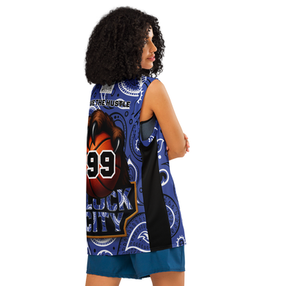 Love The Hustle® League Personalized Uni Premium Basketball Jersey Blue Squad